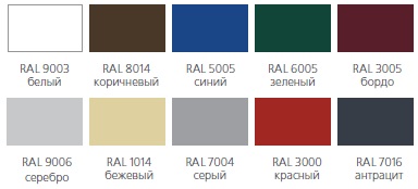 Стандартные цвета панелей секционных промышленных ворот