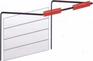 Ворота, в которых уравновешивание полотна осуществляется торсионным механизмом с задним расположением вала (используется при низкой притолоке)