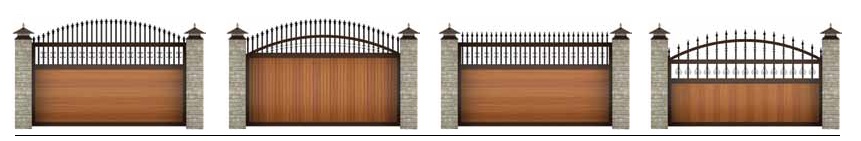Возможные варианты комбинированных щитов сдвижных откатных ворот